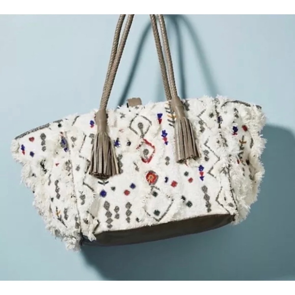 NWT Ibban Jack Beaded Tassel Fringe Carpenter Bag